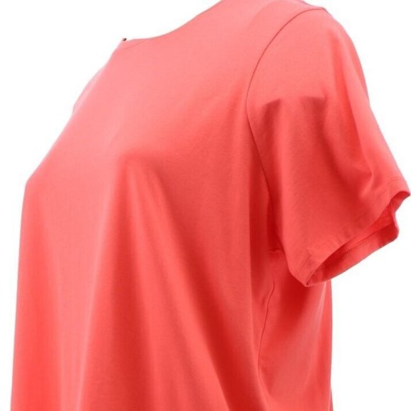 NWT LANDS' END WOMEN'S SHORT SLEEVE V-NECK TEE LIGHT WATERMELON SORBET PM - Picture 5 of 8